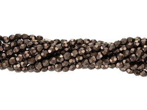 Czech Glass 3mm Matte - Dark Bronze Fire-Polish Bead Strand by Starman Czech Glass 3mm Matte - Dark Bronze Fire-Polish Bead Strand by Starman