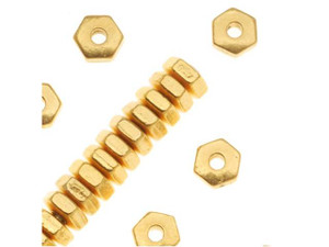 TierraCast Gold 4mm Hex Heishi Spacer TierraCast Gold 4mm Hex Heishi Spacer