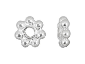 6mm Sterling Silver Daisy Spacer - Bright 6mm Sterling Silver Daisy Spacer - Bright