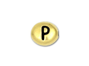 TierraCast Gold-Plated Antique Pewter Alphabet Bead - P TierraCast Gold-Plated Antique Pewter Alphabet Bead - P