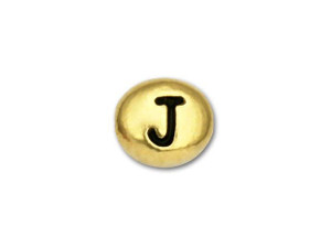 TierraCast Gold-Plated Antique Pewter Letter Bead - J TierraCast Gold-Plated Antique Pewter Letter Bead - J
