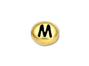 TierraCast Gold-Plated Antique Pewter Letter Bead - M TierraCast Gold-Plated Antique Pewter Letter Bead - M