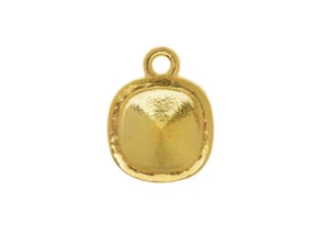 TierraCast Gold-Plated Pewter 10mm Hammered Cushion Frame Charm