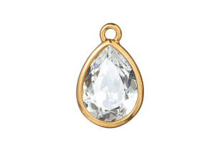 TierraCast Gold-Plated Pewter Beaded 18 x 13mm Plain Pear Bezel Charm with Crystal TierraCast Gold-Plated Pewter Beaded 18 x 13mm Plain Pear Bezel Charm with Crystal