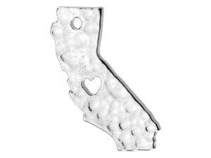 TierraCast Rhodium-Plated Pewter Hammered California State Charm TierraCast Rhodium-Plated Pewter Hammered California State Charm