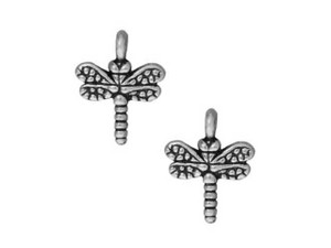TierraCast Silver Antique Small Dragonfly Charm