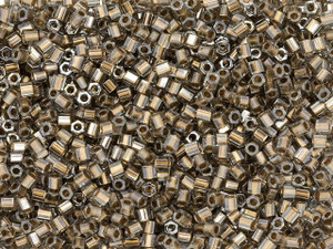 TOHO 11/0 Hexagon Seed Bead 24K Gold-Lined Black Diamond, 2.5-Inch Tube