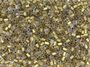 TOHO 11/0 Triangle Seed Bead Inside-Color Crystal/24K Gold-Lined, 2.5-Inch Tube TOHO 11/0 Triangle Seed Bead Inside-Color Crystal/24K Gold-Lined, 2.5-Inch Tube