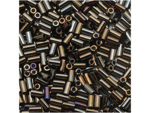 Miyuki 6mm Dark Topaz Rainbow Gold Bugle Beads 5-Inch Tube