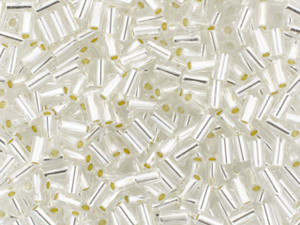 1 Bag Goldenrod Tube Silver Lined Transparent Glass Bugle Beads Crafts  20x2.5mm