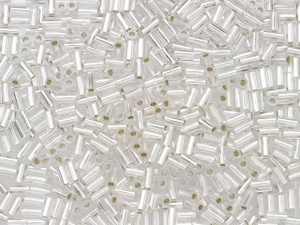 TOHO 3mm Bugle Beads Silver-Lined Frosted Crystal 2.5-Inch Tube
