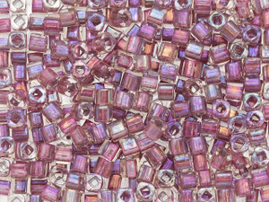 TOHO 3mm Cube Seed Bead Inside-Color Crystal/24K Rose Gold-Lined, 2.5-Inch Tube TOHO 3mm Cube Seed Bead Inside-Color Crystal/24K Rose Gold-Lined, 2.5-Inch Tube