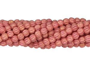 Czech Glass 3mm Pacifica Watermelon Melon Bead Strand by Starman Czech Glass 3mm Pacifica Watermelon Melon Bead Strand by Starman