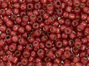 TOHO 6/0 PermaFinish Translucent Silver-Lined Pomegranate Round Bead 2.5-Inch Tube