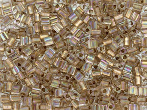 TOHO 8/0 Triangle Seed Bead 24K Gold-Lined Rainbow Crystal, 2.5-Inch Tube TOHO 8/0 Triangle Seed Bead 24K Gold-Lined Rainbow Crystal, 2.5-Inch Tube