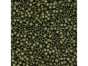 TOHO Aiko 11/0 Matte Black Olive Precision Cylinder Seed Beads, 4g Pack
