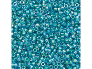 TOHO Aiko 11/0 Turquoise-Lined Lt Sapphire Rainbow Precision Cylinder Seed Beads, 4g Pack