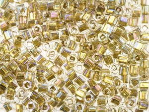 TOHO Bead Cube 3mm Gold-Lined Crystal 2.5-Inch Tube TOHO Bead Cube 3mm Gold-Lined Crystal 2.5-Inch Tube