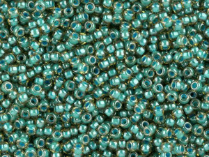 TOHO Bead Round 11/0 Aqua Lined Jonquil, 2.5-Inch Tube