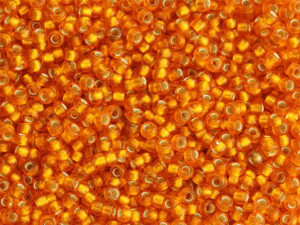 TOHO Bead Round 11/0 Frosted Silver-Lined Medium Orange, 2.5-Inch Tube