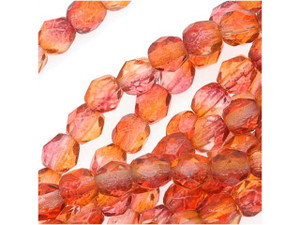 Czech Glass 4mm Dual Coated Fuchsia/Tangerine Fire-Polish Bead Strand by Starman
