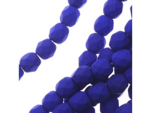 Czech Glass 4mm Neon Blue Fire-Polish Bead Strand by Starman Czech Glass 4mm Neon Blue Fire-Polish Bead Strand by Starman