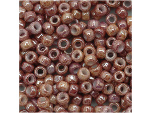 TOHO Bead Round 8/0 Marbled Opaque Beige/Pink, 2.5-Inch Tube