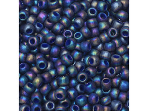 TOHO Bead Round 8/0 Semi-Glazed Navy Blue AB 2.5-Inch Tube
