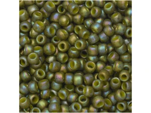 TOHO Bead Round 8/0 Semi-Glazed Olive AB, 2.5-Inch Tube