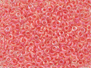 TOHO Demi Round Bead 8/0 Inside-Color Rainbow Crystal/Salmon-Lined 2.5-Inch Tube TOHO Demi Round Bead 8/0 Inside-Color Rainbow Crystal/Salmon-Lined 2.5-Inch Tube