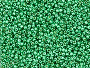 TOHO Round Bead 11/0 PermaFinish Galvanized Spring Green 2.5-Inch Tube