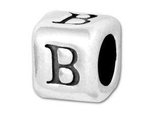 Sterling Silver Rounded Letter Bead - B Sterling Silver Rounded Letter Bead - B