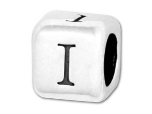 Sterling Silver 925 Rounded Block Bead - I Sterling Silver 925 Rounded Block Bead - I