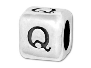 Sterling Silver Rounded Alphabet Bead - Q Sterling Silver Rounded Alphabet Bead - Q