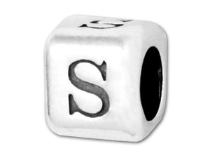 Sterling 925 Rounded Alphabet Bead - S Sterling 925 Rounded Alphabet Bead - S