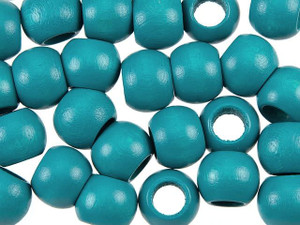Turquoise 14 x 11mm Round Large-Hole Euro Wood Beads Turquoise 14 x 11mm Round Large-Hole Euro Wood Beads