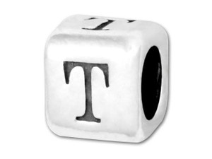 Sterling 925 Rounded Alphabet Bead - T Sterling 925 Rounded Alphabet Bead - T