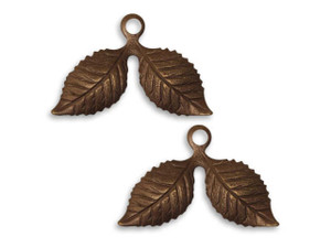 Vintaj Artisan Copper Teensie Nouveau Leaf Charm