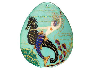 Water by Erte Hand-Painted Mother of Pearl Pendant Water by Erte Hand-Painted Mother of Pearl Pendant