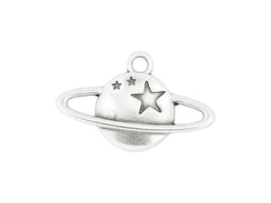 21 x 20mm Antique Silver-Plated Saturn Charm 21 x 20mm Antique Silver-Plated Saturn Charm