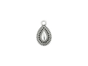 Antique Silver-Plated Ethnic Teardrop Charm Antique Silver-Plated Ethnic Teardrop Charm
