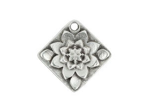 Antique Silver-Plated Floral Diamond Charm Antique Silver-Plated Floral Diamond Charm