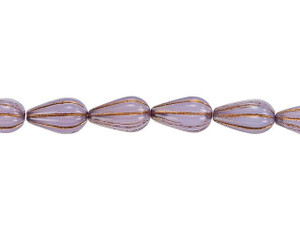 Czech Glass 13 x 8mm Lilac Purple with Dark Bronze Wash Melon Drop Bead Strand by Raven's Journey Czech Glass 13 x 8mm Lilac Purple with Dark Bronze Wash Melon Drop Bead Strand by Raven's Journey