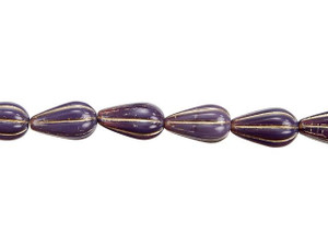 Czech Glass 13 x 8mm Purple Opaline Platinum Wash Melon Drop Bead Strand by Raven's Journey Czech Glass 13 x 8mm Purple Opaline Platinum Wash Melon Drop Bead Strand by Raven's Journey