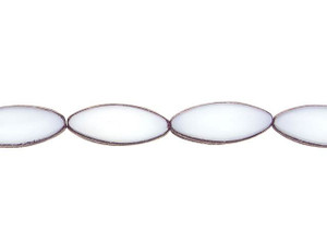 Czech Glass 20 x 9mm White Silk with Purple Bronze Pointed Oval Table-Cut Bead Strand by Raven's Journey Czech Glass 20 x 9mm White Silk with Purple Bronze Pointed Oval Table-Cut Bead Strand by Raven's Journey