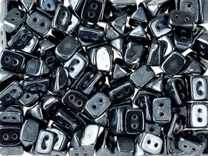 Czech Glass 6 x 4mm Hematite Two-Hole Trios Bead 2.5-Inch Tube by Starman Czech Glass 6 x 4mm Hematite Two-Hole Trios Bead 2.5-Inch Tube by Starman