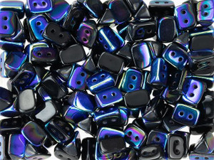 Czech Glass 6 x 4mm Jet AB Two-Hole Trios Bead 2.5-Inch Tube by Starman Czech Glass 6 x 4mm Jet AB Two-Hole Trios Bead 2.5-Inch Tube by Starman