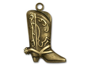 Antique Brass Cowboy Boot Charm Antique Brass Cowboy Boot Charm