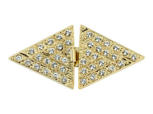 Gold-Plated 5-Strand Triangle Clasp with Clear Crystals Gold-Plated 5-Strand Triangle Clasp with Clear Crystals