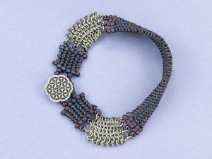 Zig-Zag Beaded Bracelet Kit with 2-Hole Glass Beads (Bronze